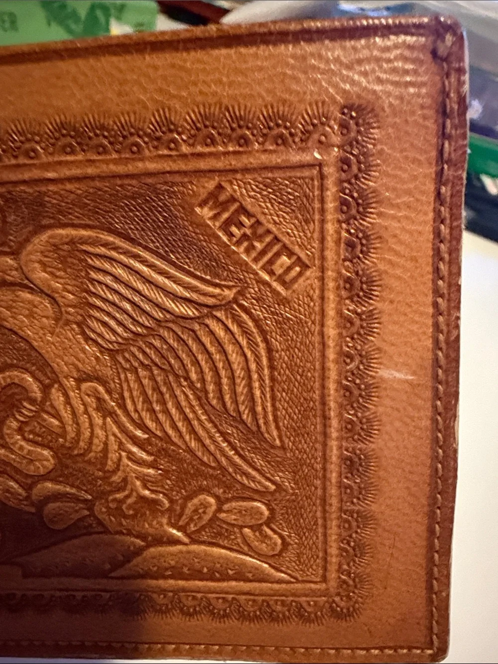 Martin’s Embossed Leather Bifold Card & Key Holder - Tan from Mexico ,
